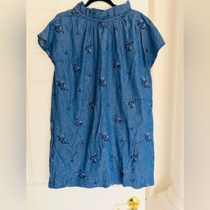 Ann Mashburn Denim-look Cotton Embroidered Shift Dress in size L